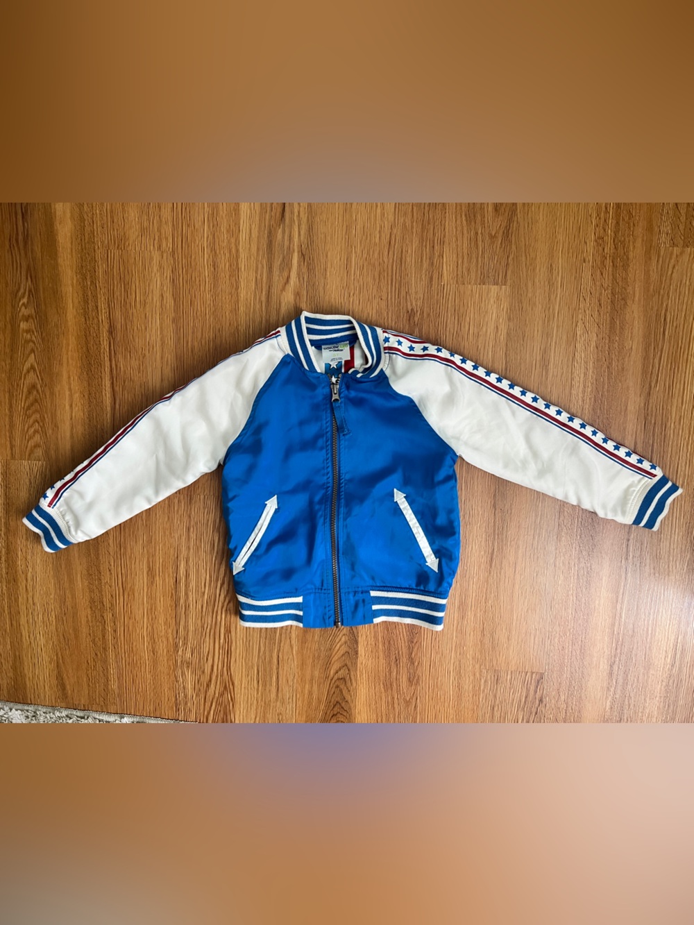Genuine Kids Osh Kosh 5T Americana Blue and White Kids' Varsity Jacket cannon